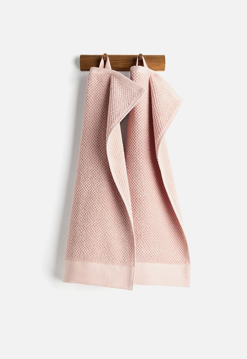 H&M - 2-pack cotton terry guest towels - powder pink