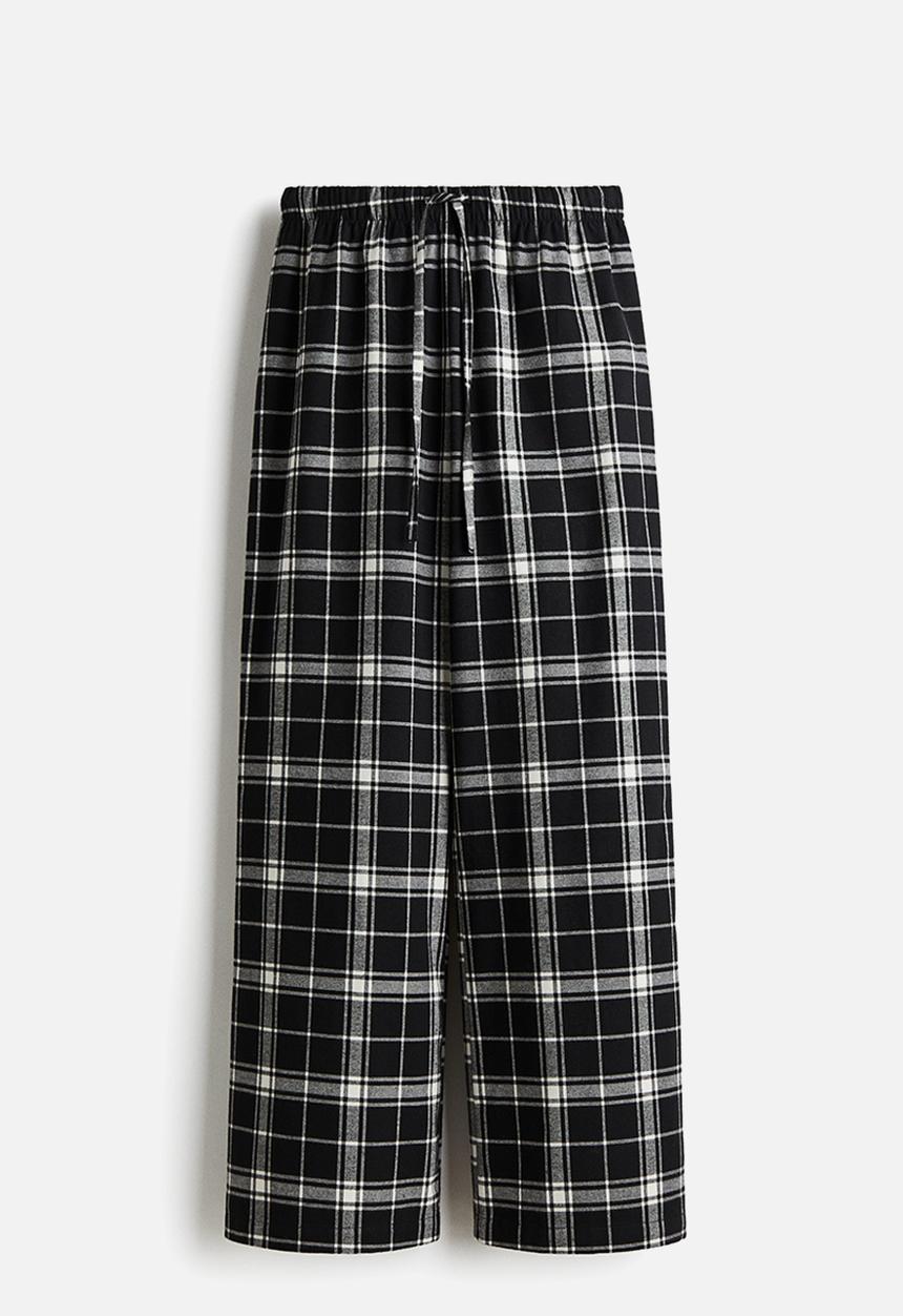 H&M - Flannel pyjama bottoms - black/checked