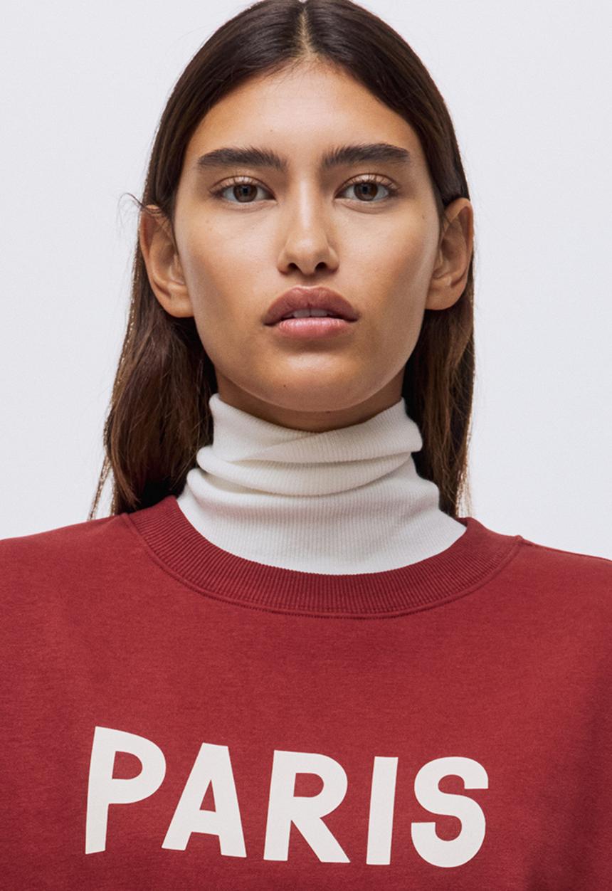 H&M - Text-motif sweatshirt - rust red/paris