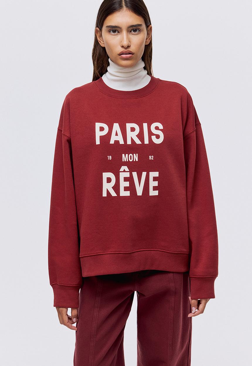 H&M - Text-motif sweatshirt - rust red/paris