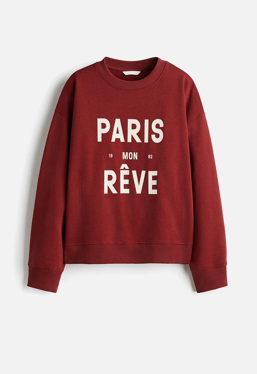 H&M - Text-motif sweatshirt - rust red/paris