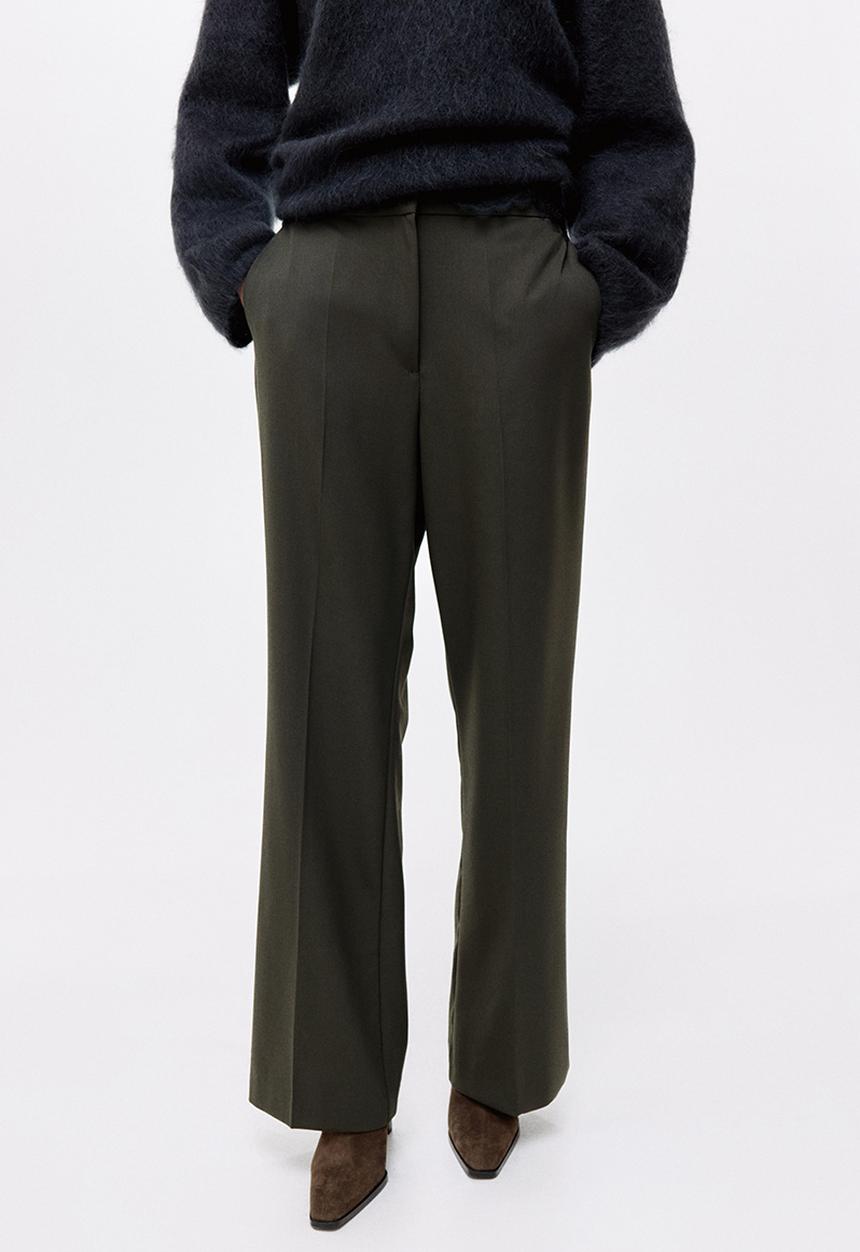 Straight crease-leg trousers - dark green - 1293556009