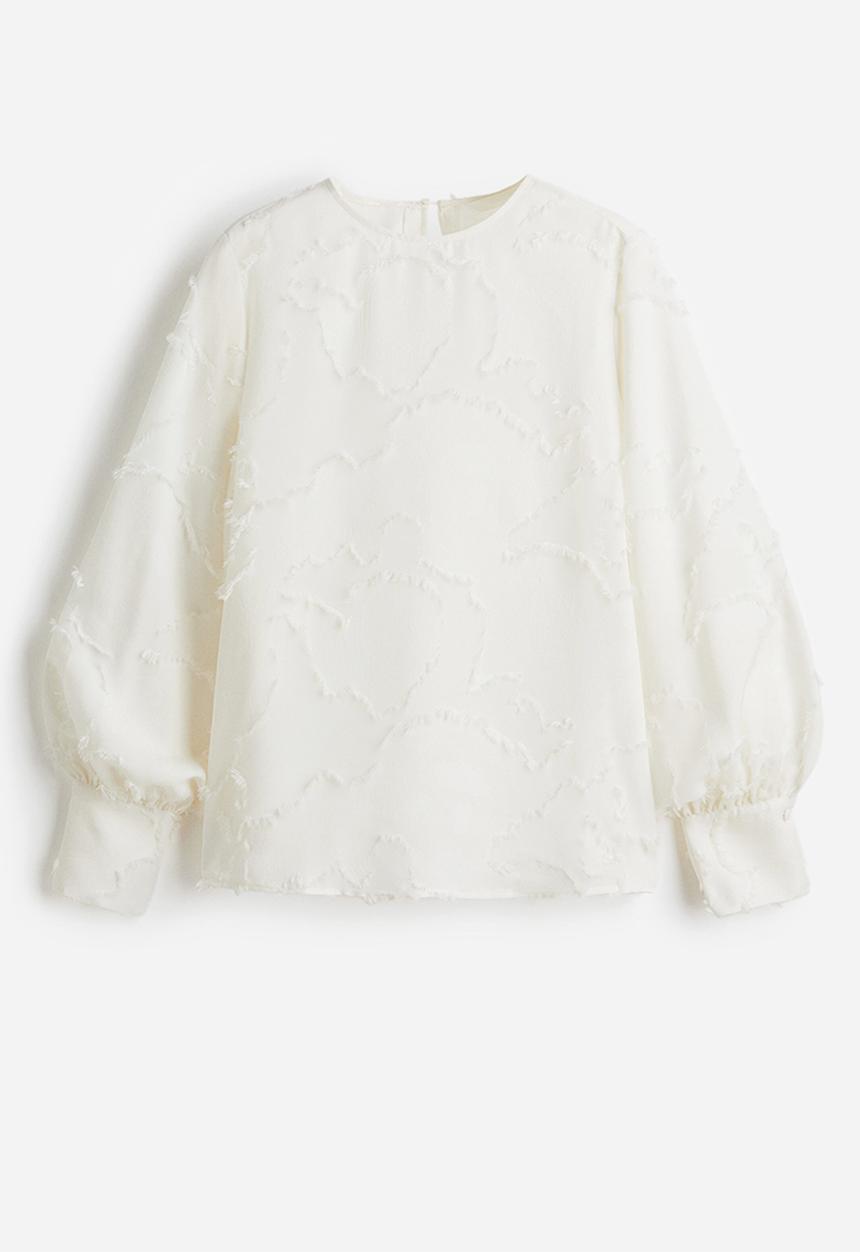 H&M - Jacquard-weave blouse - white