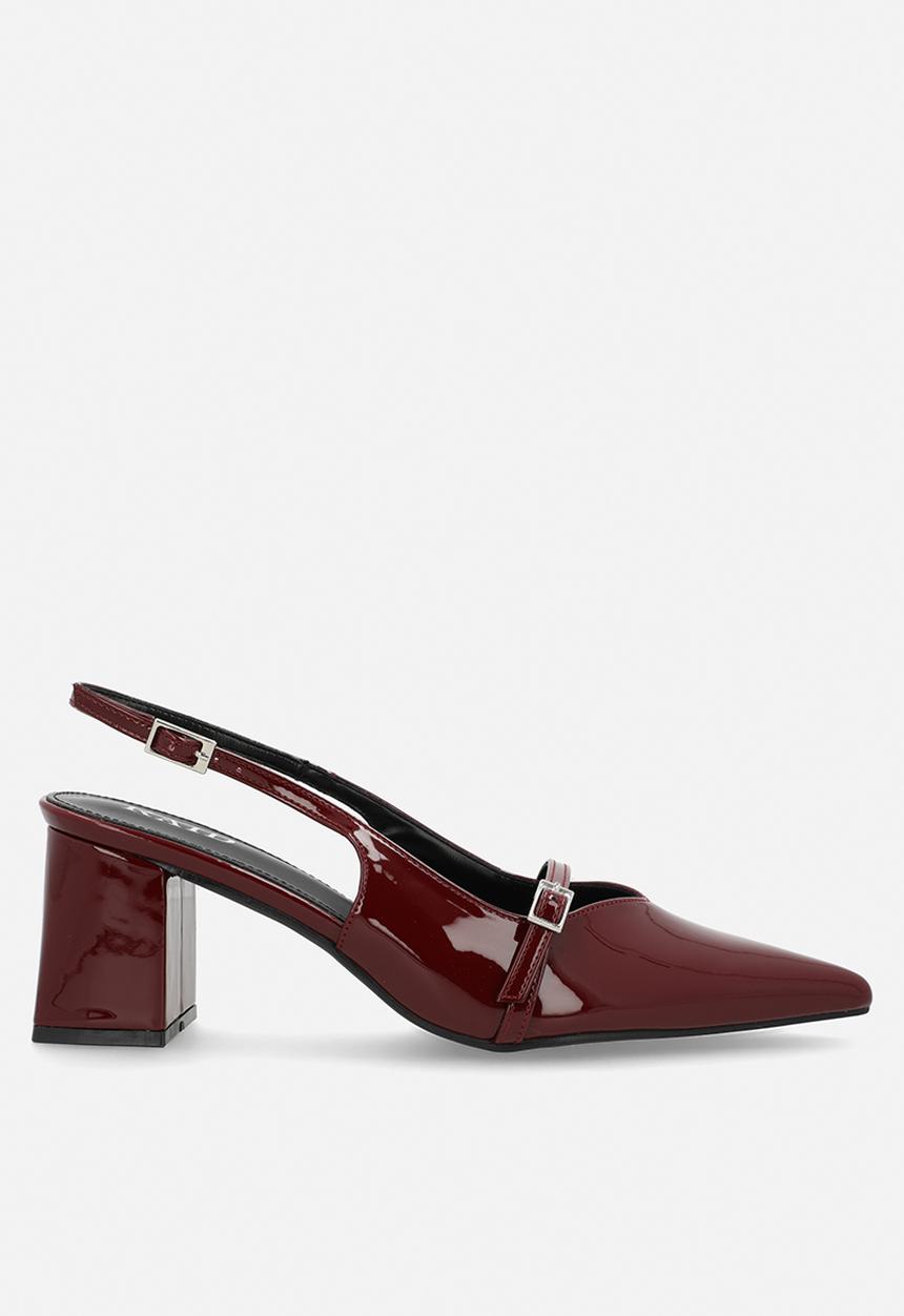 Raid London - Leelie closed toe square heel slingback - burgundy 
