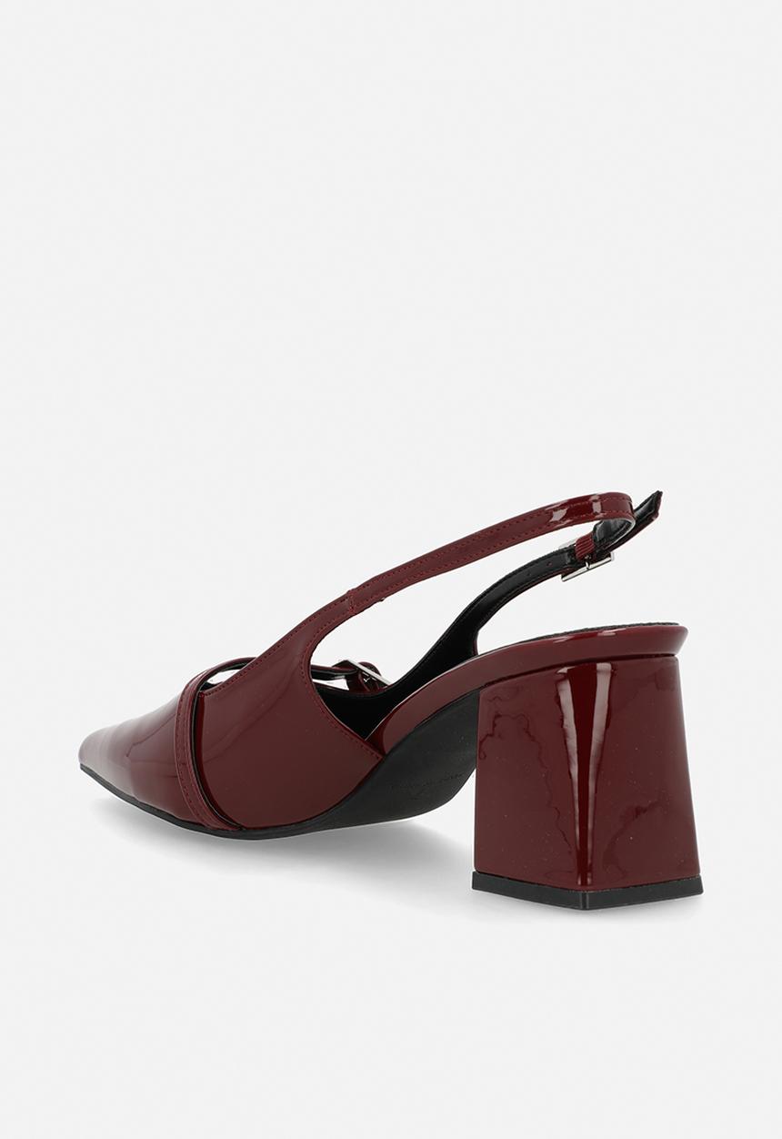 Raid London - Leelie closed toe square heel slingback - burgundy 
