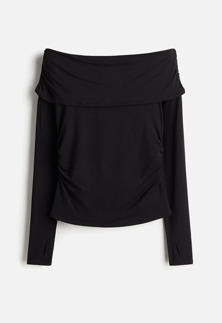 H&M - Off-the-shoulder sports top - black