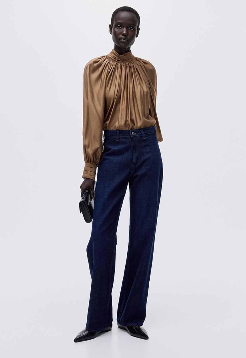 H&M - Straight high jeans - dark denim blue