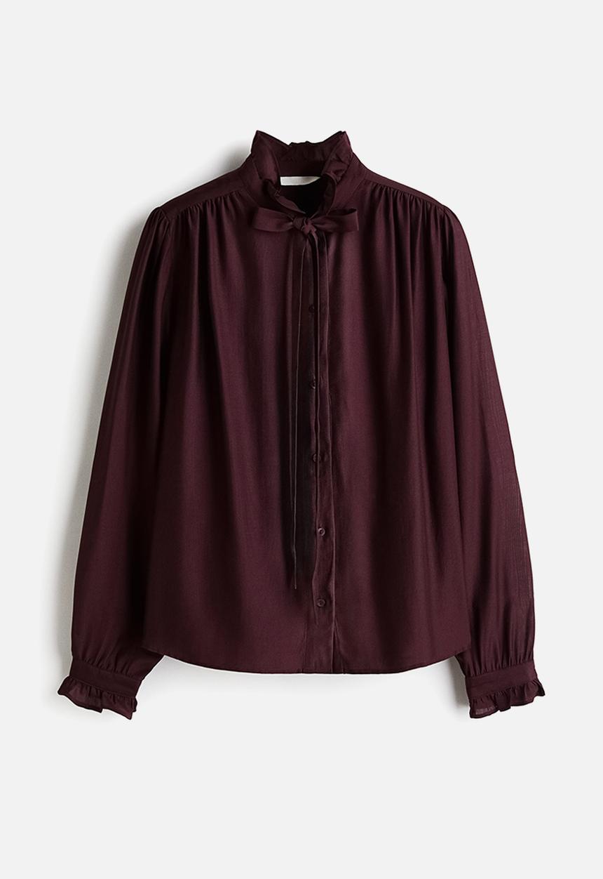 H&M - Bow-collar blouse - burgundy