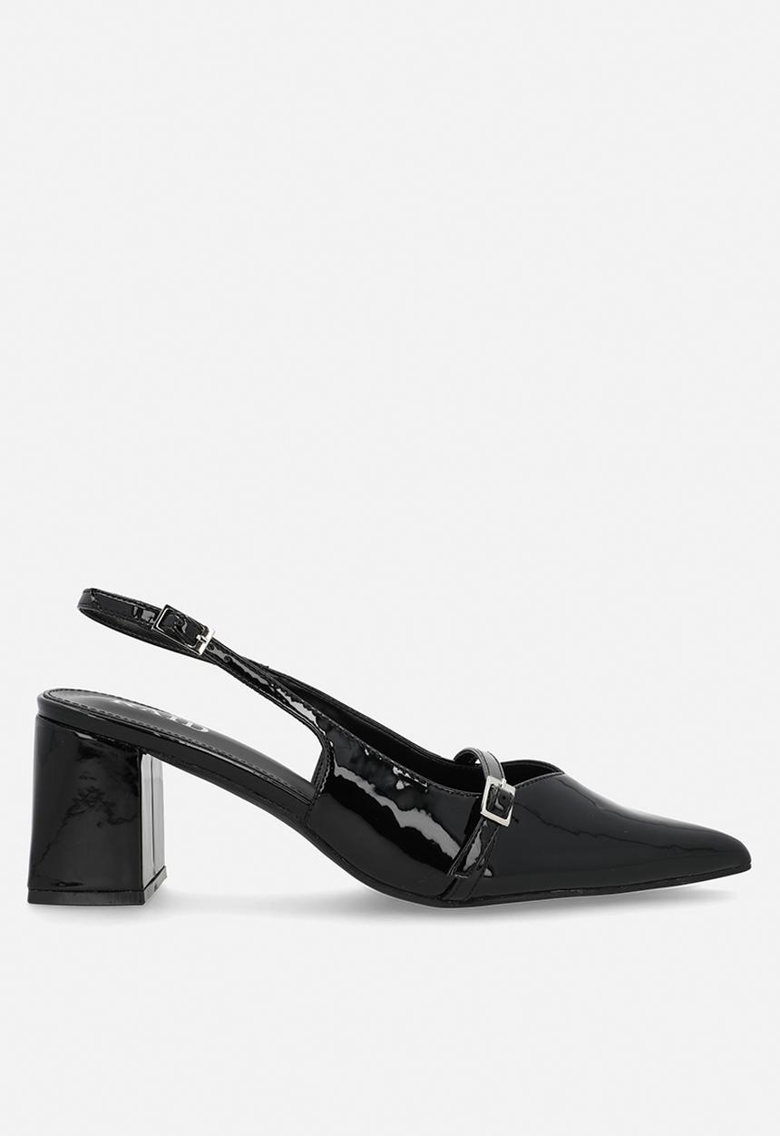 Raid London - Leelie closed toe square heel slingback - black 