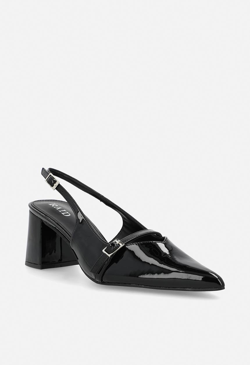 Raid London - Leelie closed toe square heel slingback - black 