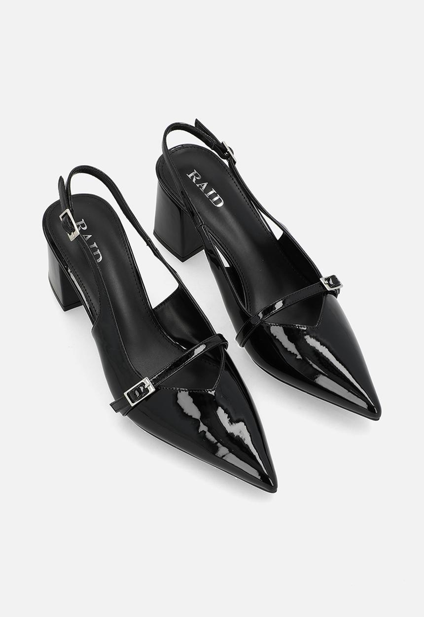 Raid London - Leelie closed toe square heel slingback - black 