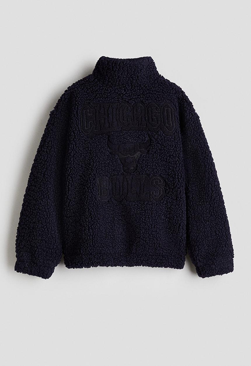 H&M - Appliqu?d teddy jacket - navy blue/chicago bulls