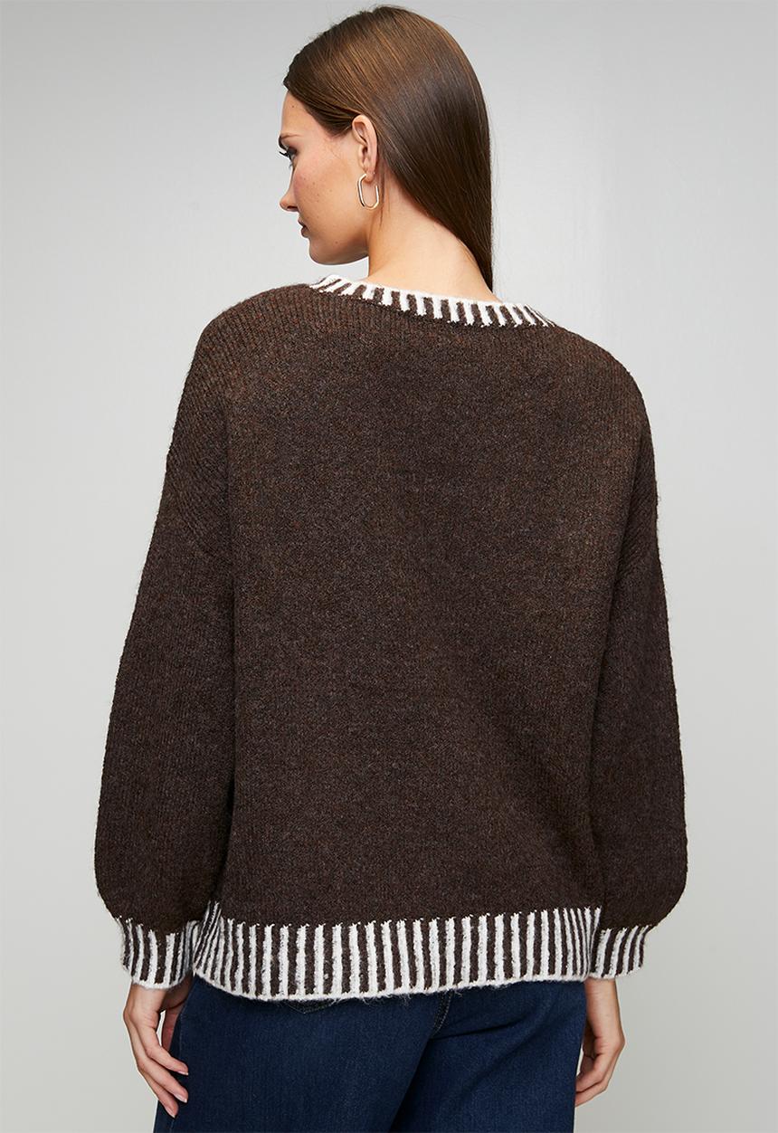 Stella Morgan - Long Sleeve Easy Wearing Melange Sweater - Chocolate