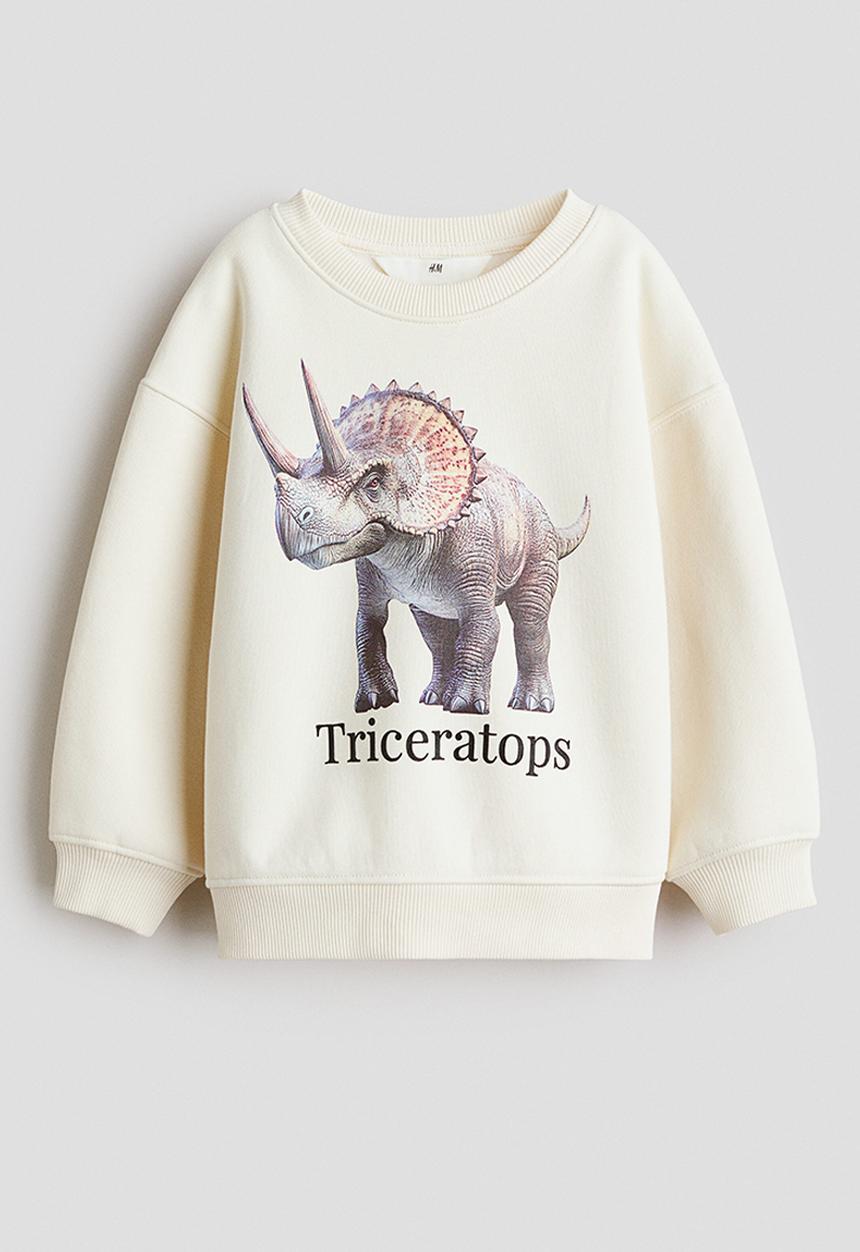 H&M - Printed sweatshirt - white/triceratops