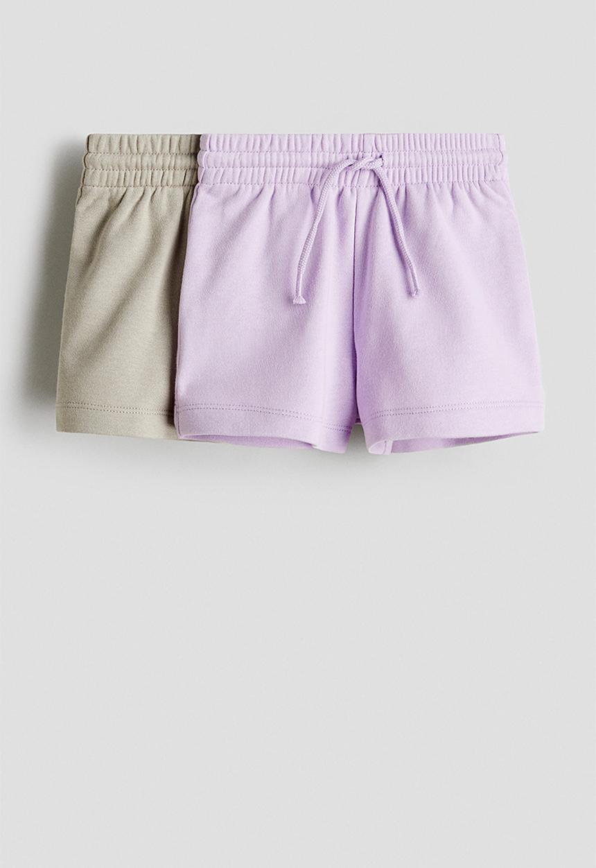 H&M - 2-pack sweatshorts - light purple/beige