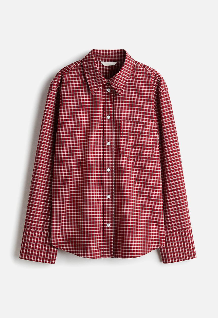 H&M - Cotton poplin shirt - red/checked