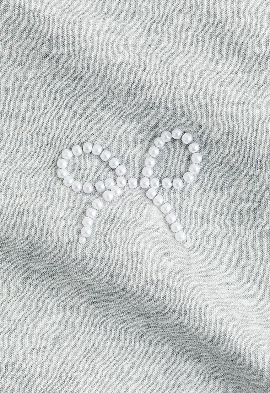 H&M - Embellished sweatshirt - light grey marl/bows