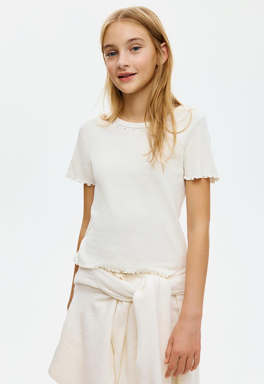 H&M - Embellished cotton top - white