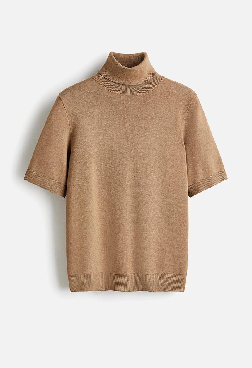 H&M - Fine-knit polo-neck top - beige