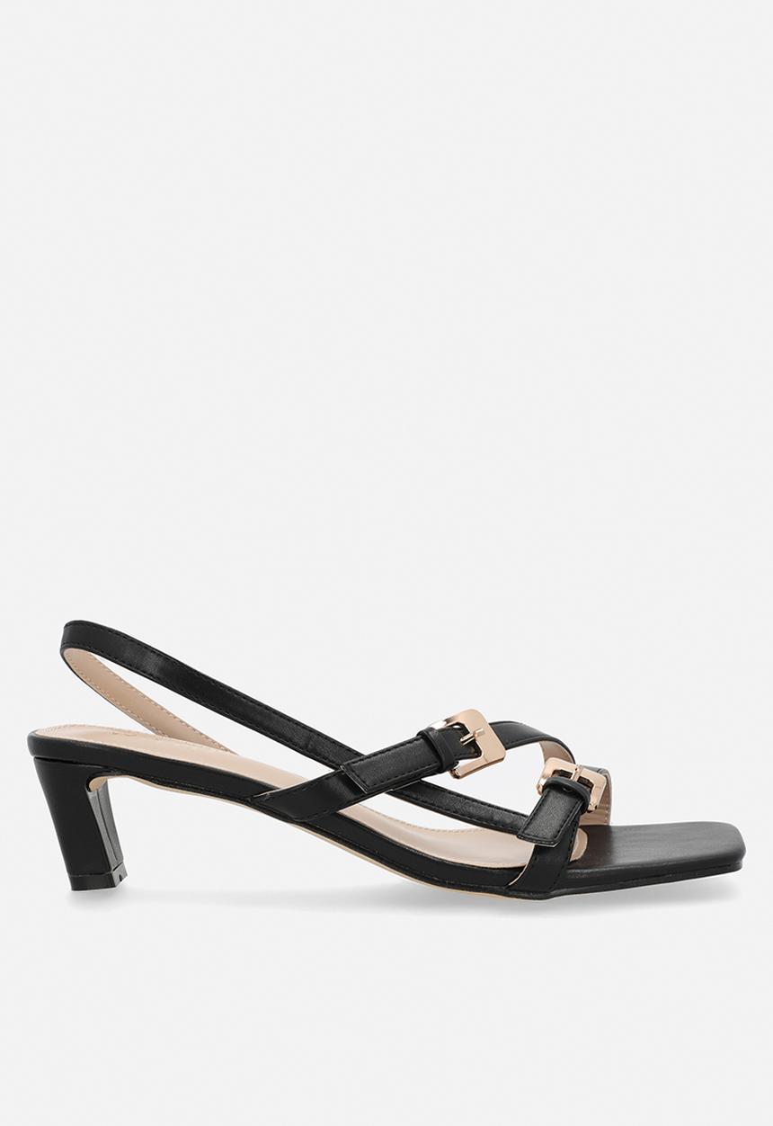 Raid London - Darby open toe square heel slingback - black 