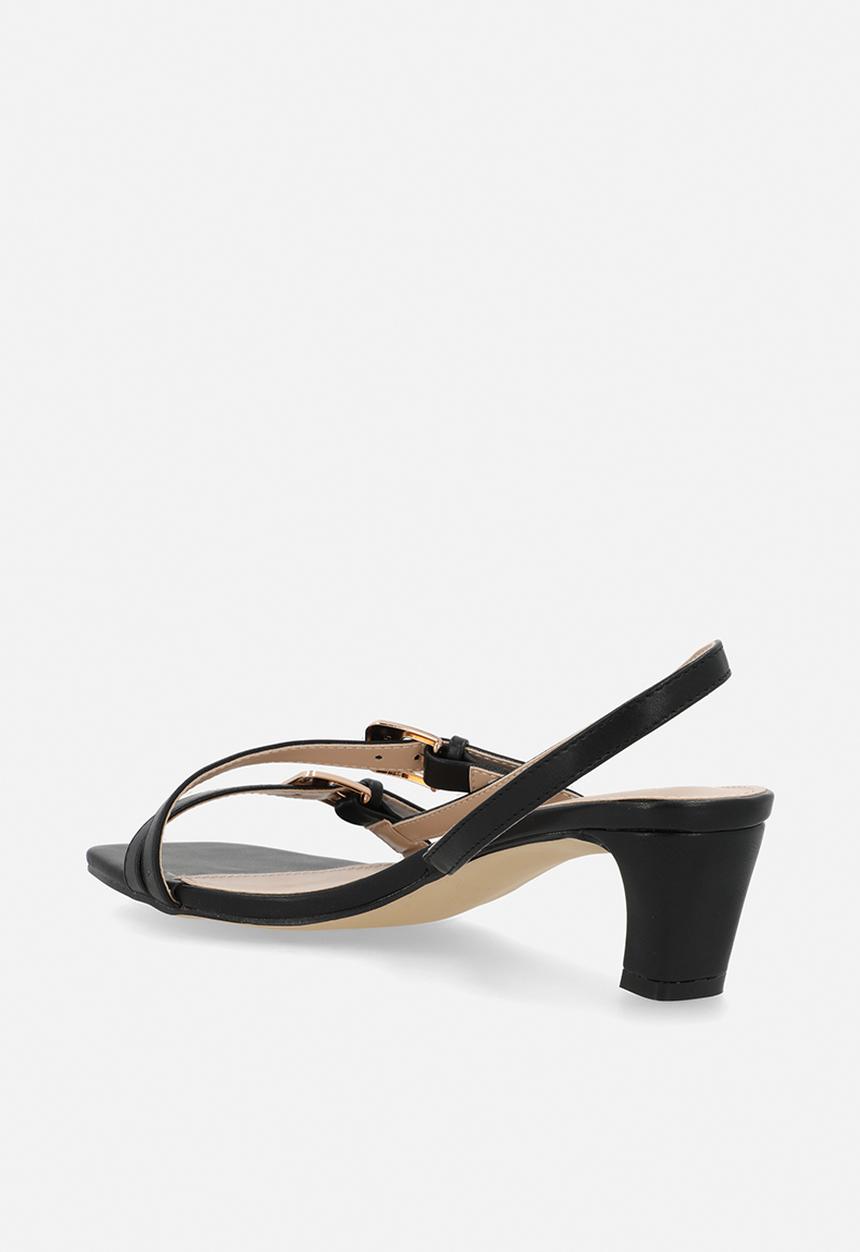 Raid London - Darby open toe square heel slingback - black 
