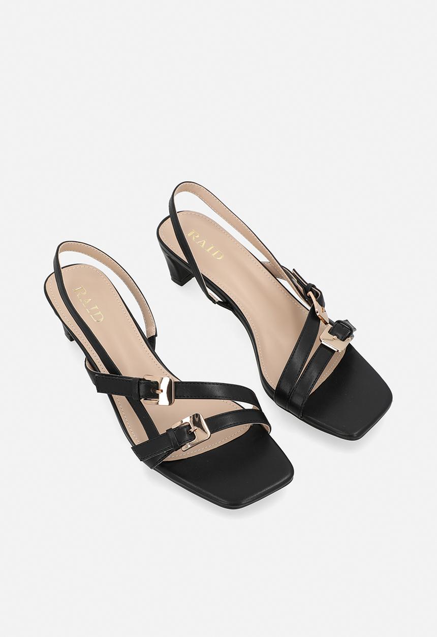 Raid London - Darby open toe square heel slingback - black 