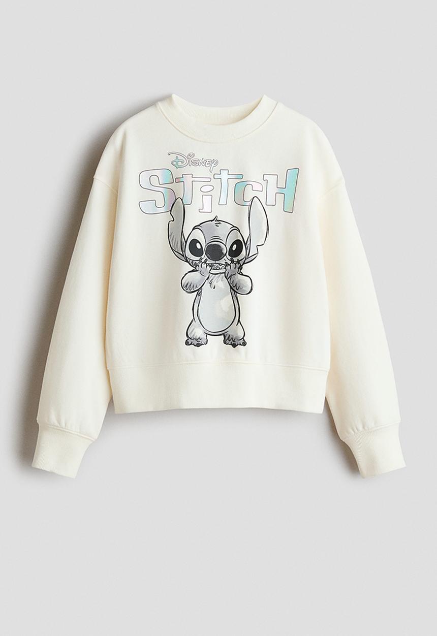 H&M - Oversized printed sweatshirt - cream/stitch