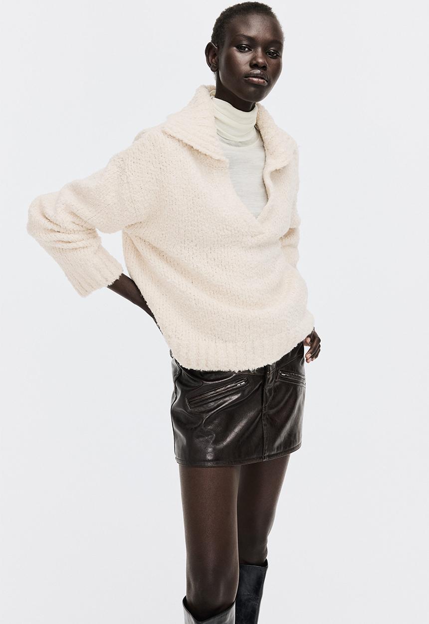 H&M - Oversized collared jumper - light beige