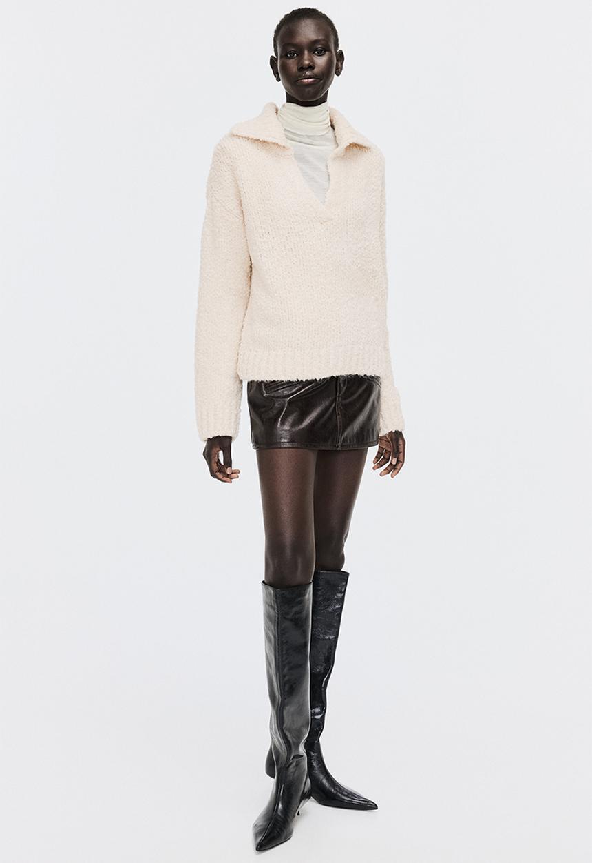 H&M - Oversized collared jumper - light beige