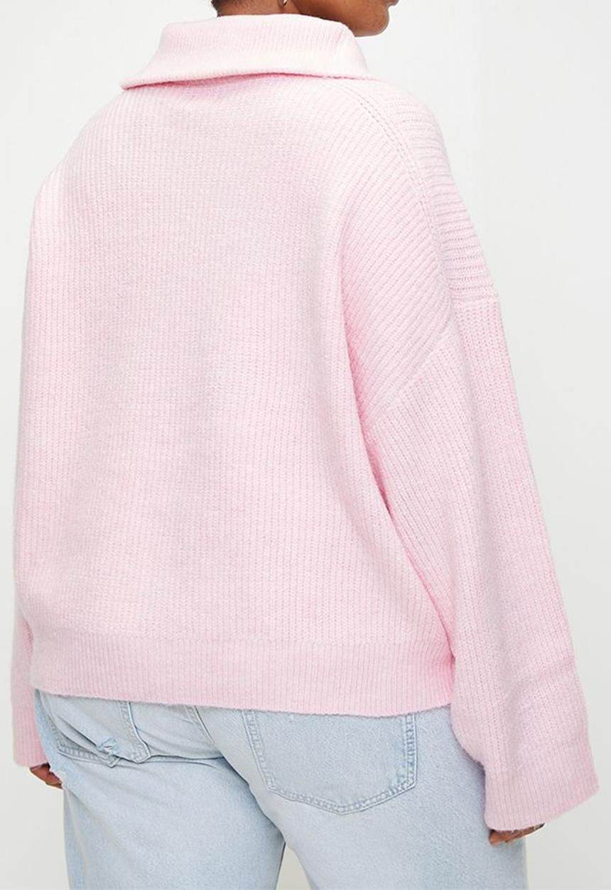 Cotton On - Plus luxe half zip pullover - soft pink