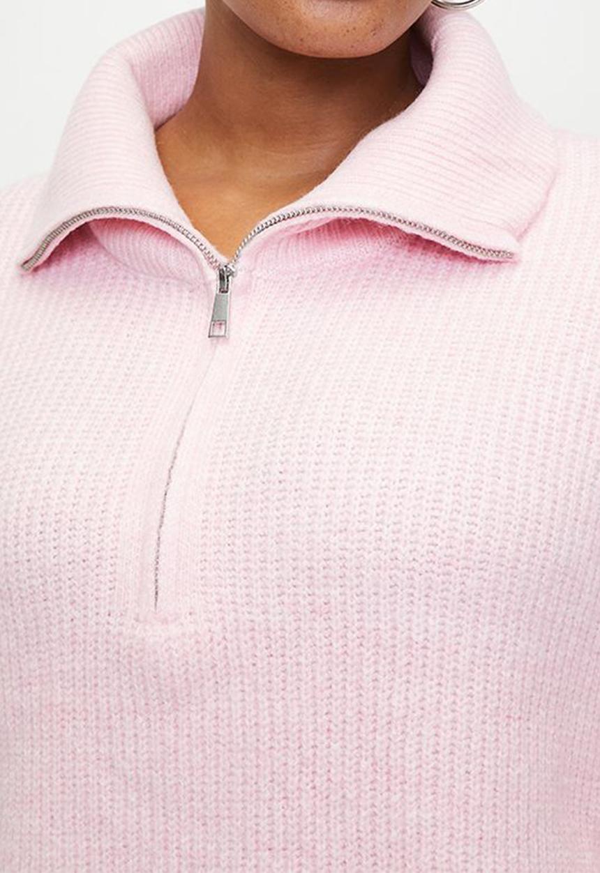 Cotton On - Plus luxe half zip pullover - soft pink
