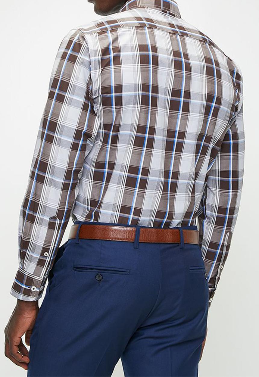 Pierre Cardin - Ch0014 Smart Check Shirts - Brown