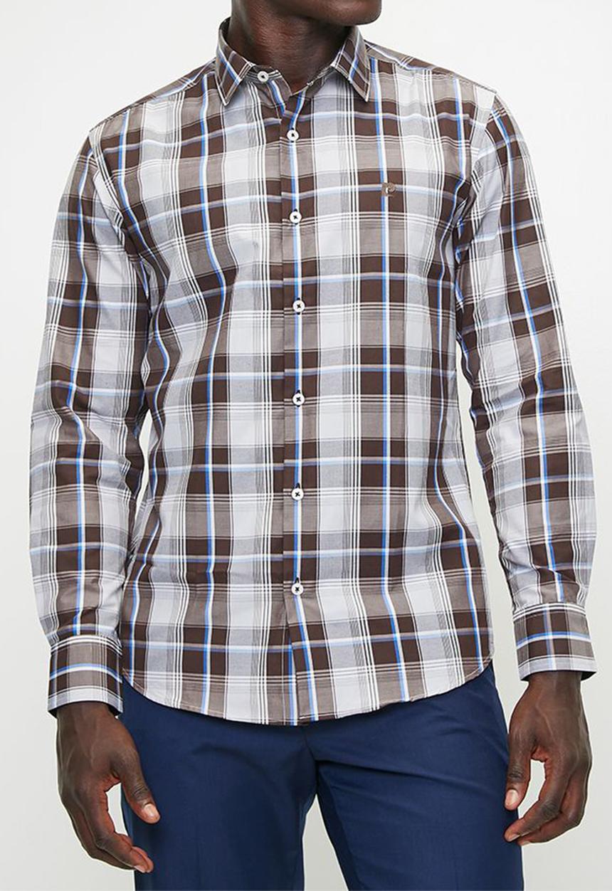 Pierre Cardin - Ch0014 Smart Check Shirts - Brown