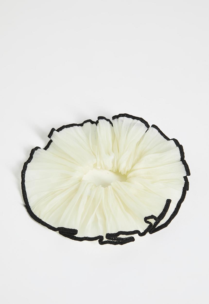 Tessa Design - Cove Pleated Chiffon Scrunchie Pack - Cream & Black