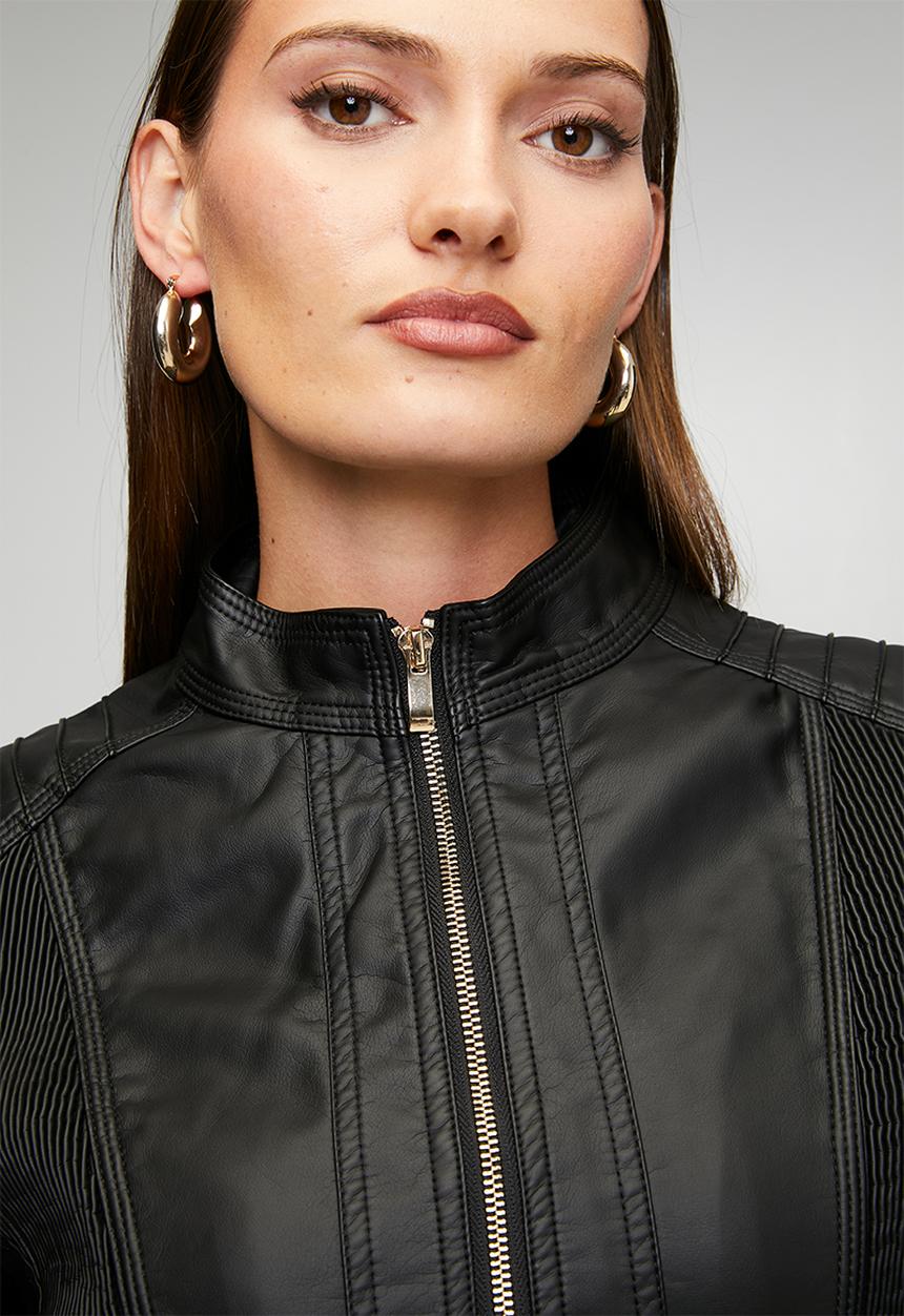 Stella Morgan - Long Sleeve Zip Through Biker Jacket - Black