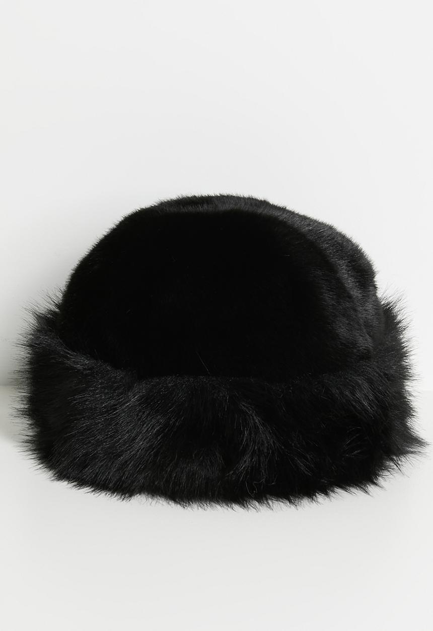 Tessa Design - Brynn Faux Fur Brim Hat - Black