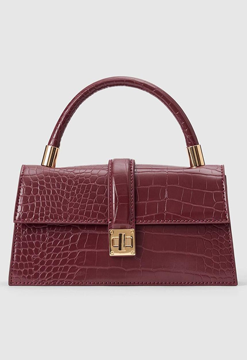 Forever New - Violet lock detail top handle bag in vintage merlot