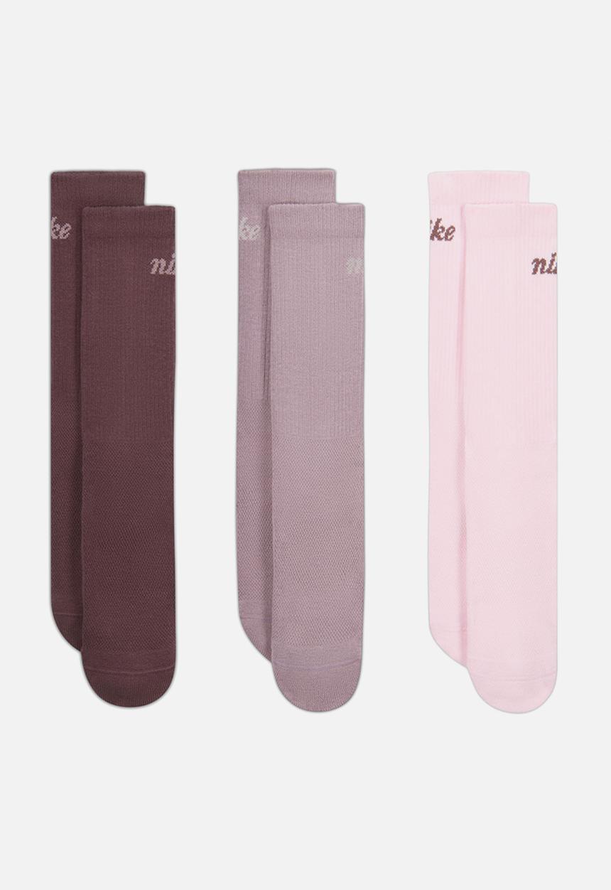 Nike - NSW Everyday Elevated Crew Socks (3-Pack) - Marron/Pink/Multi