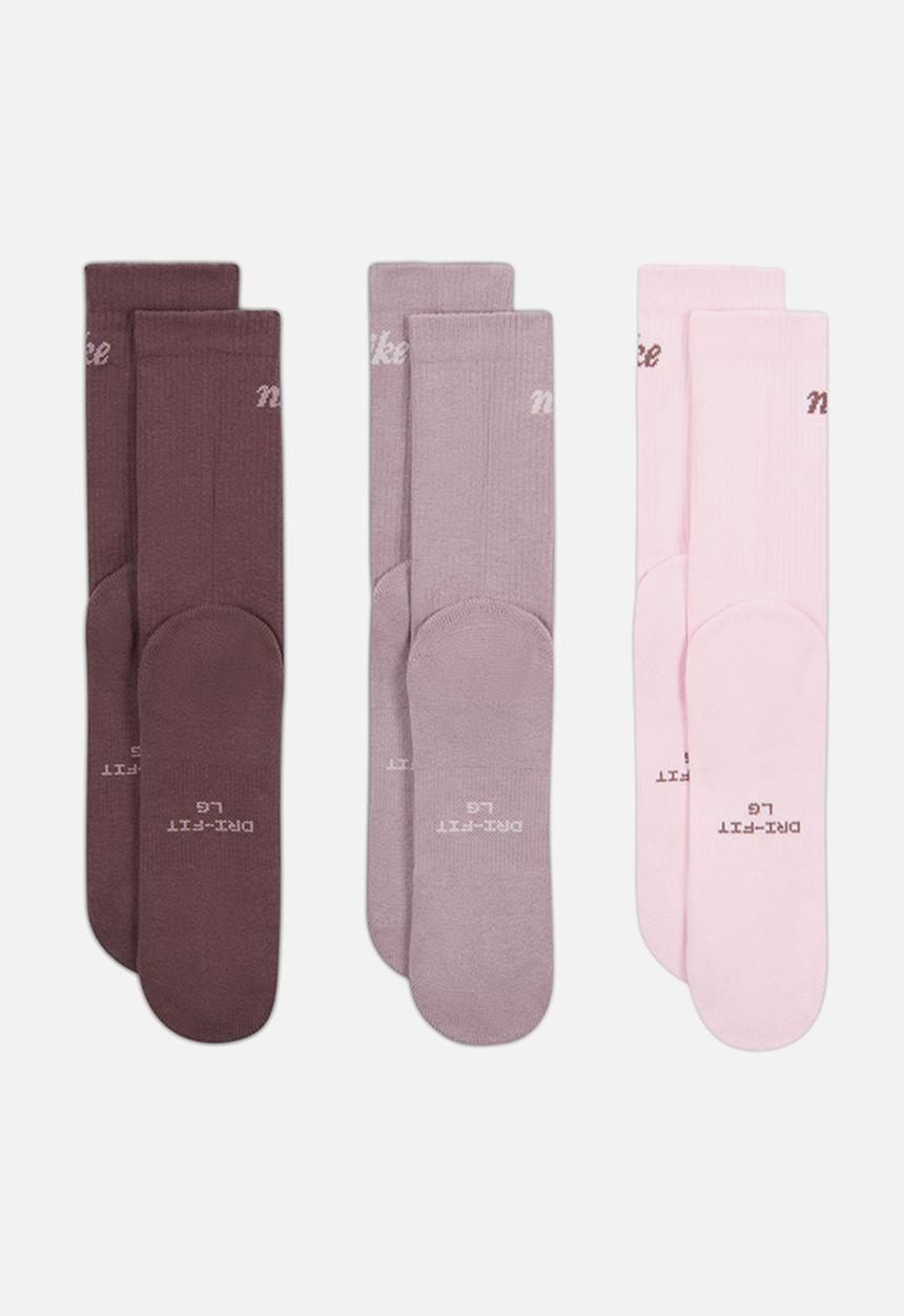 Nike - NSW Everyday Elevated Crew Socks (3-Pack) - Marron/Pink/Multi