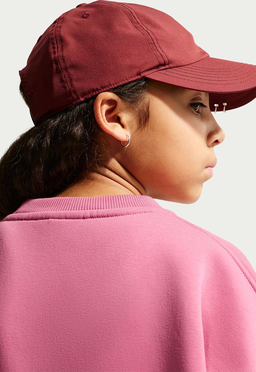 Nike - Girls Nike Sportswear Club Fleece Oversized Crew - Peony/White