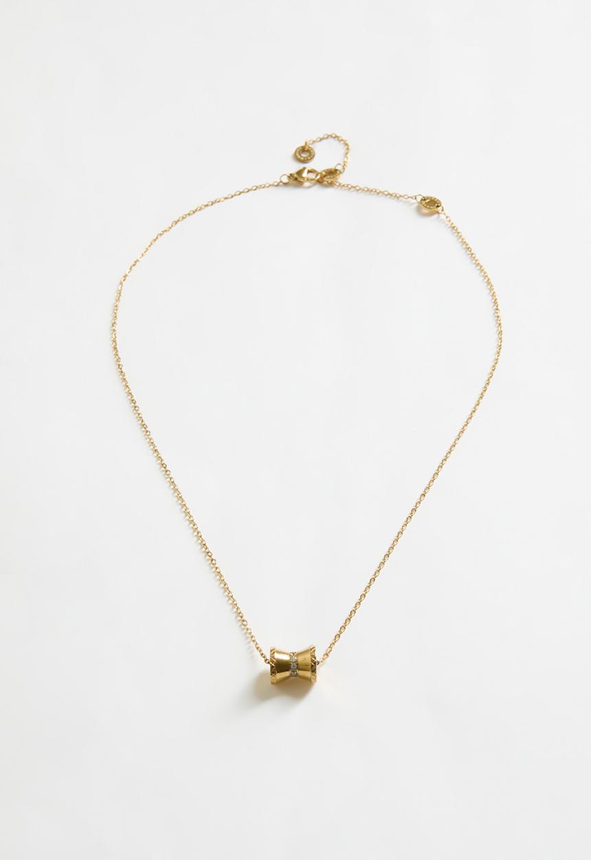 Zoe on Trend - Modern barrel pendant necklace - gold