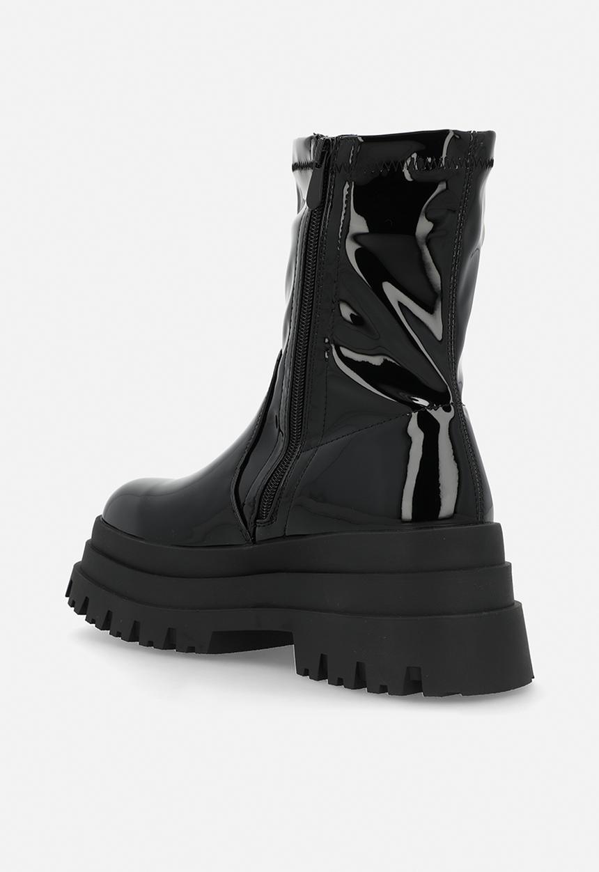 SISSY BOY - Patent anette platform boot - black