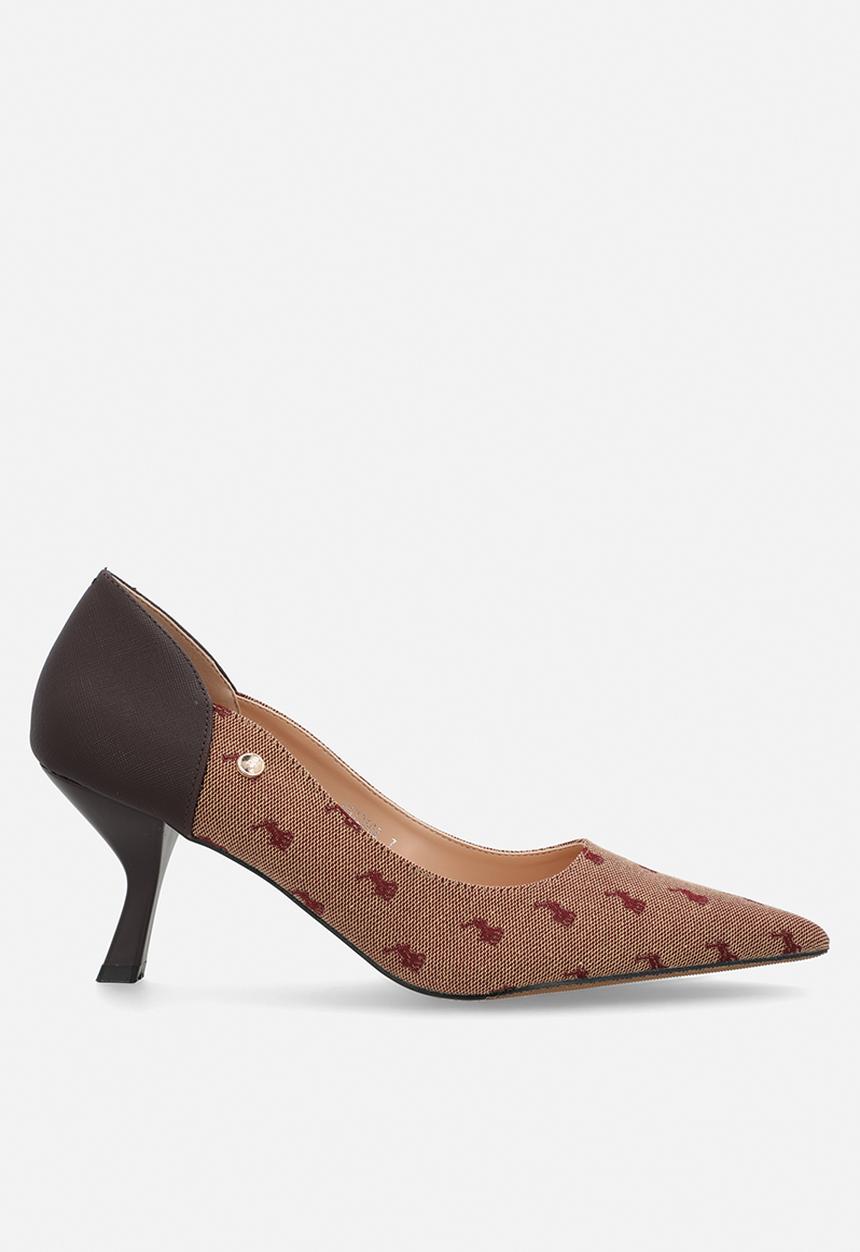 POLO - Jacquard pointed pump heel - burgundy