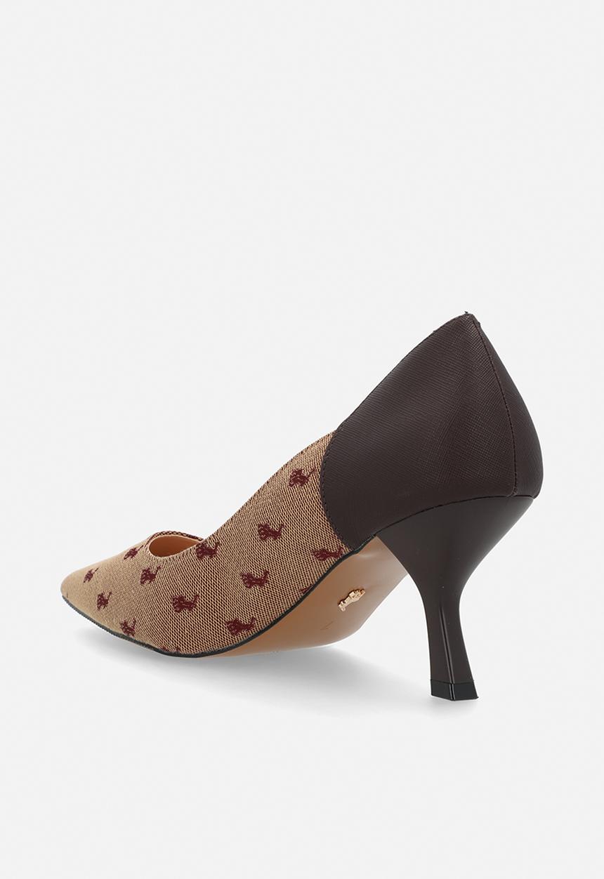 POLO - Jacquard pointed pump heel - burgundy