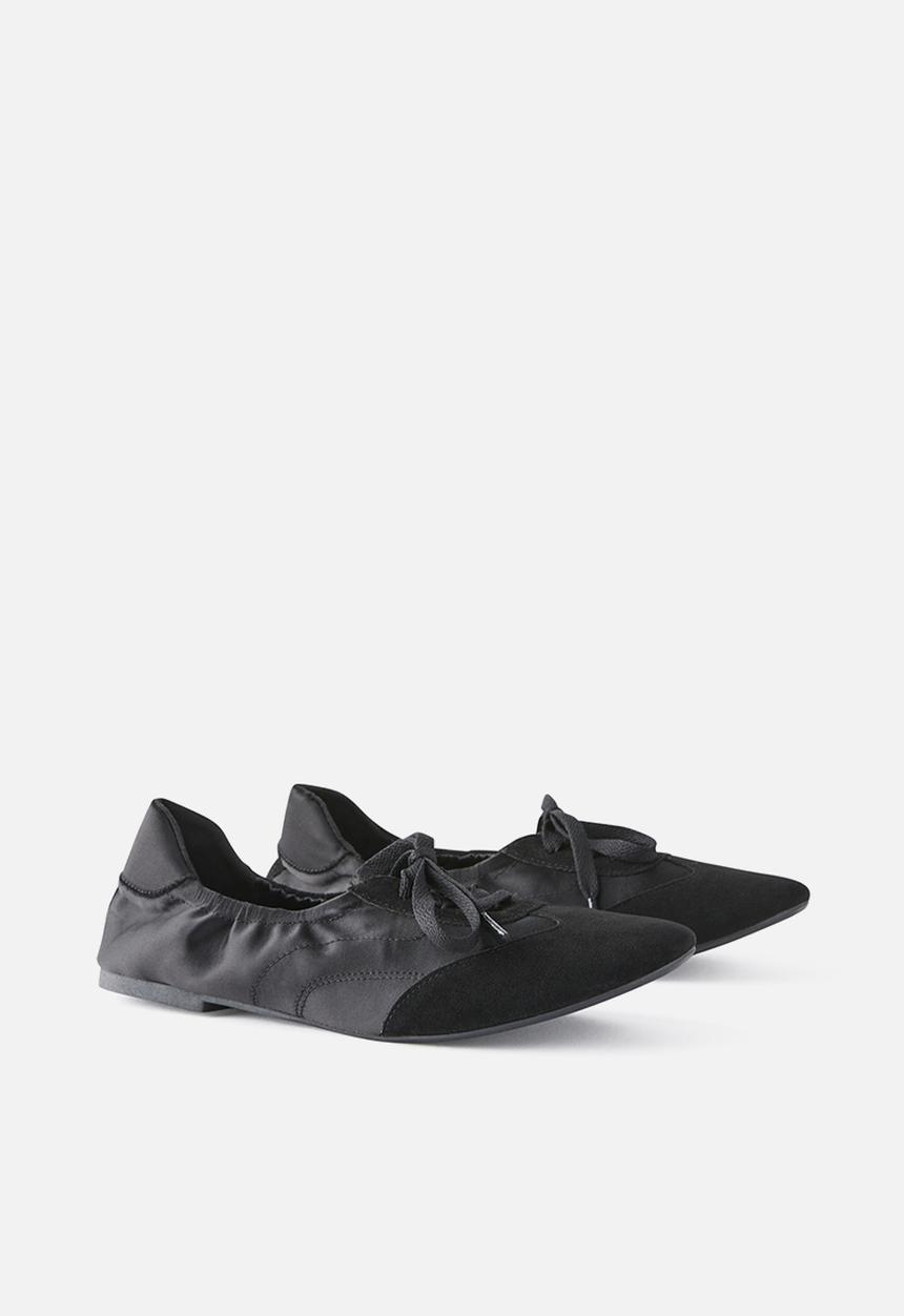 Cotton On - Harley Ruched Ballet - black satin.