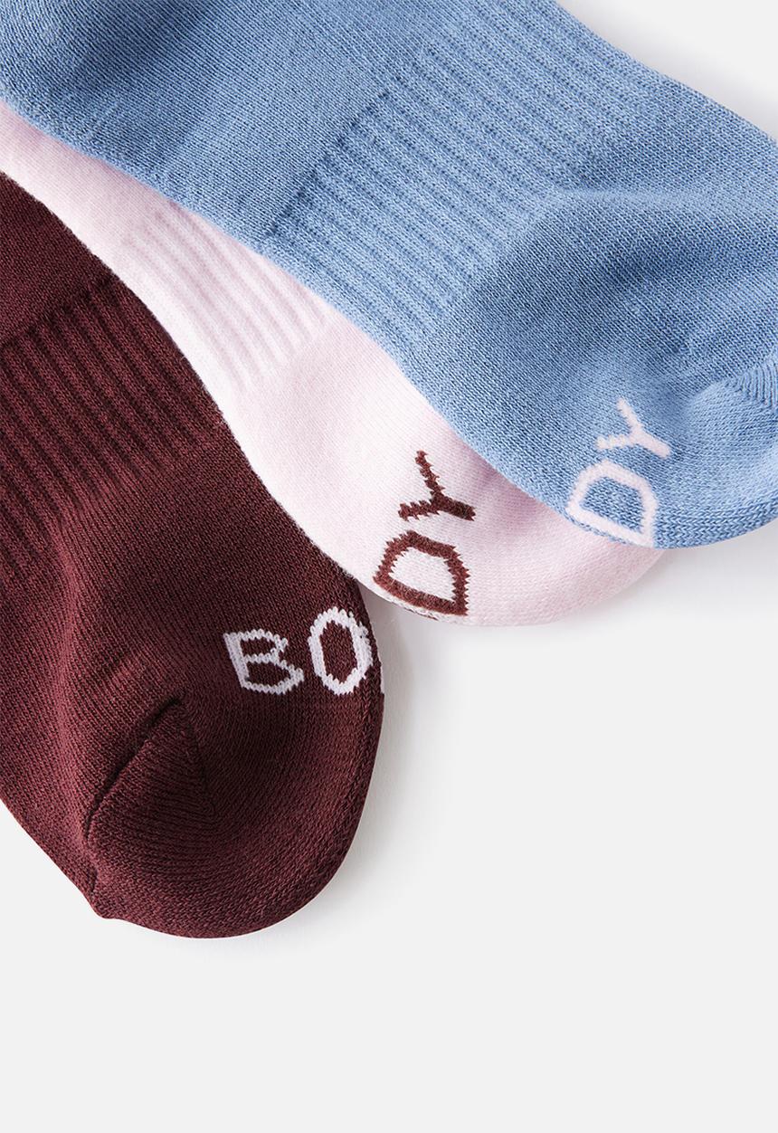 Cotton On - Body qtr crew sock 3 pack - choc plum multi