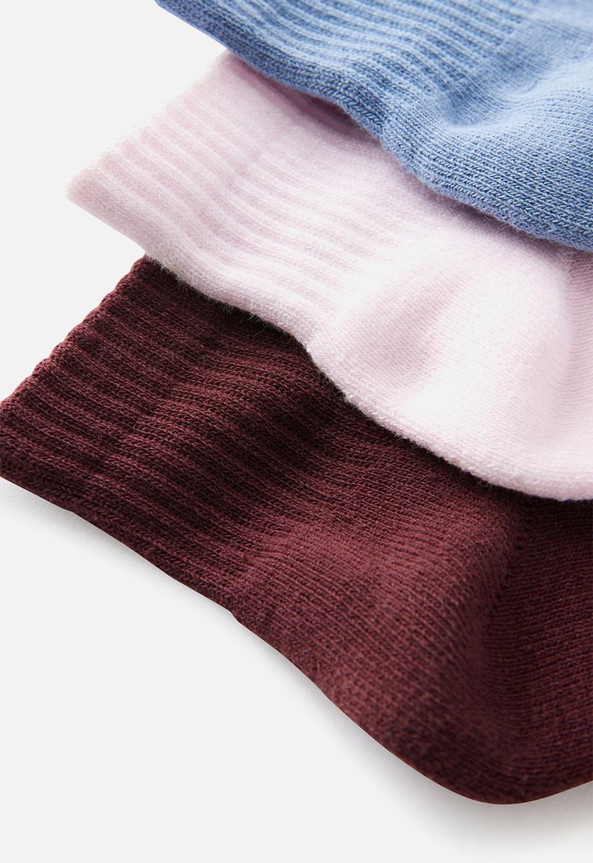 Cotton On - Body qtr crew sock 3 pack - choc plum multi