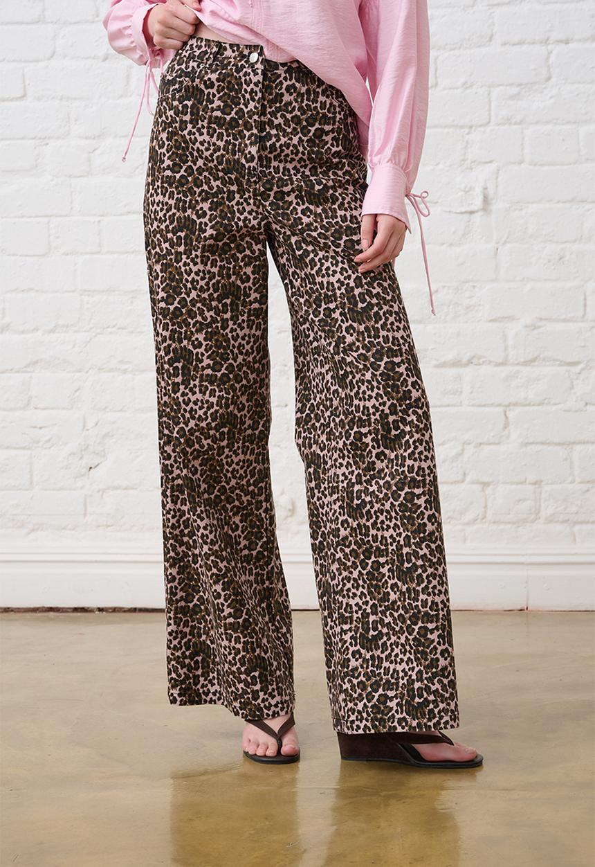 Me&B - Roxy Wide Leg Jeans - Pink Animal