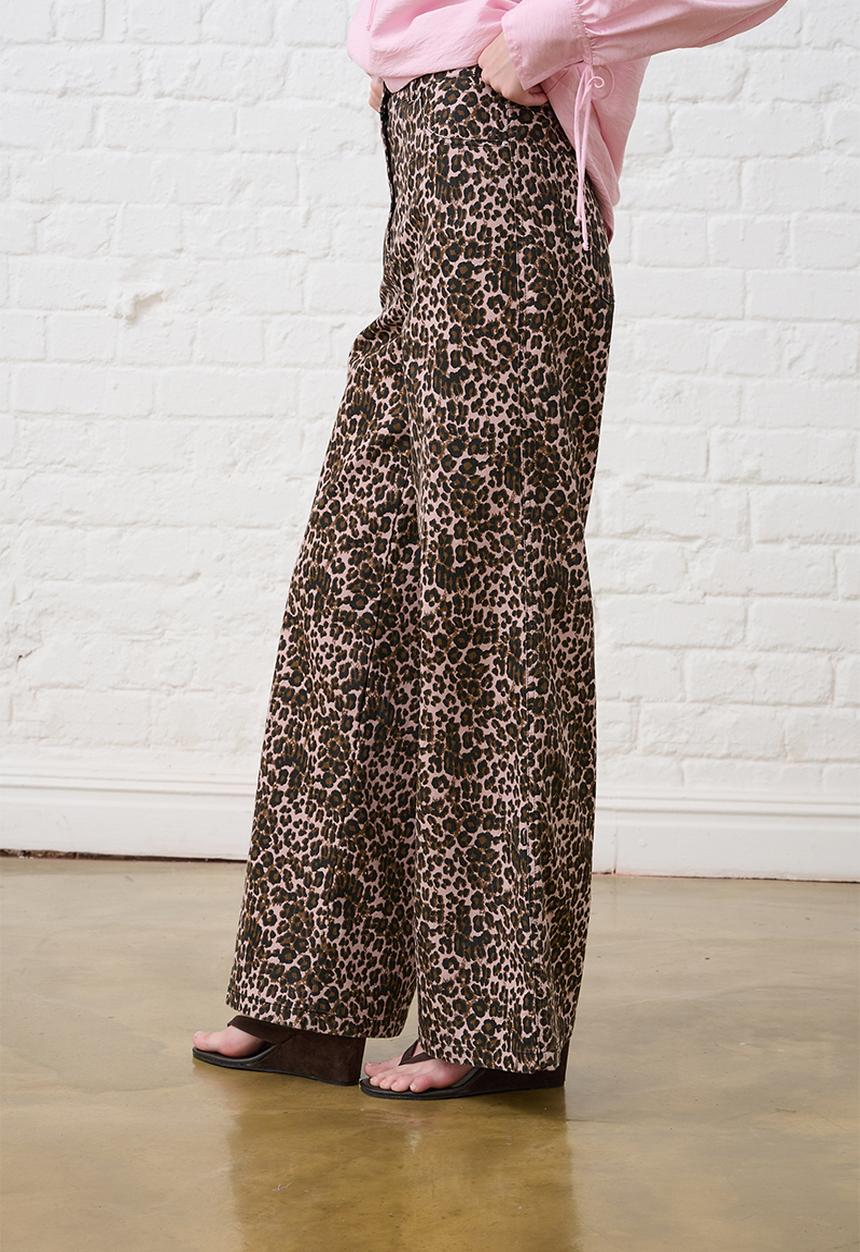 Me&B - Roxy Wide Leg Jeans - Pink Animal