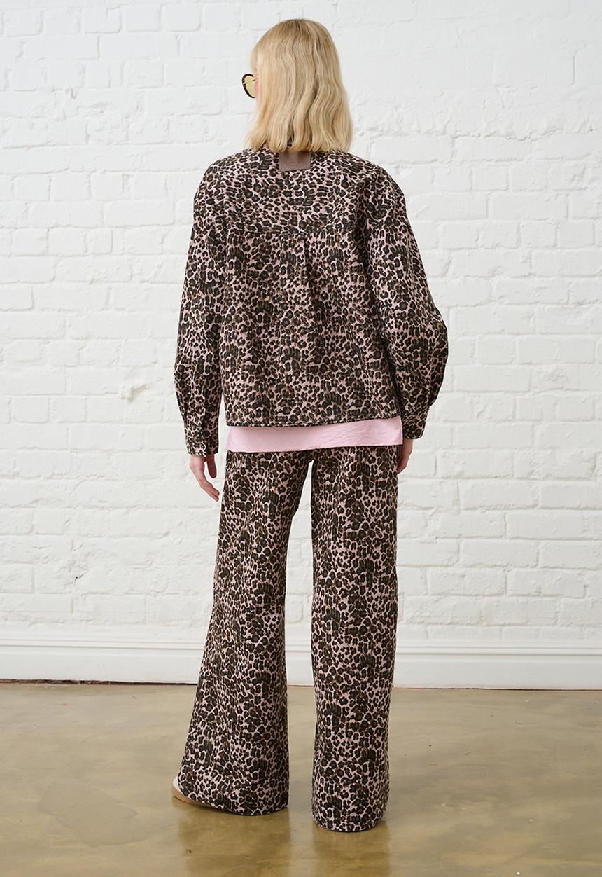 Me&B - Denim Barn Jacket - Pink Animal